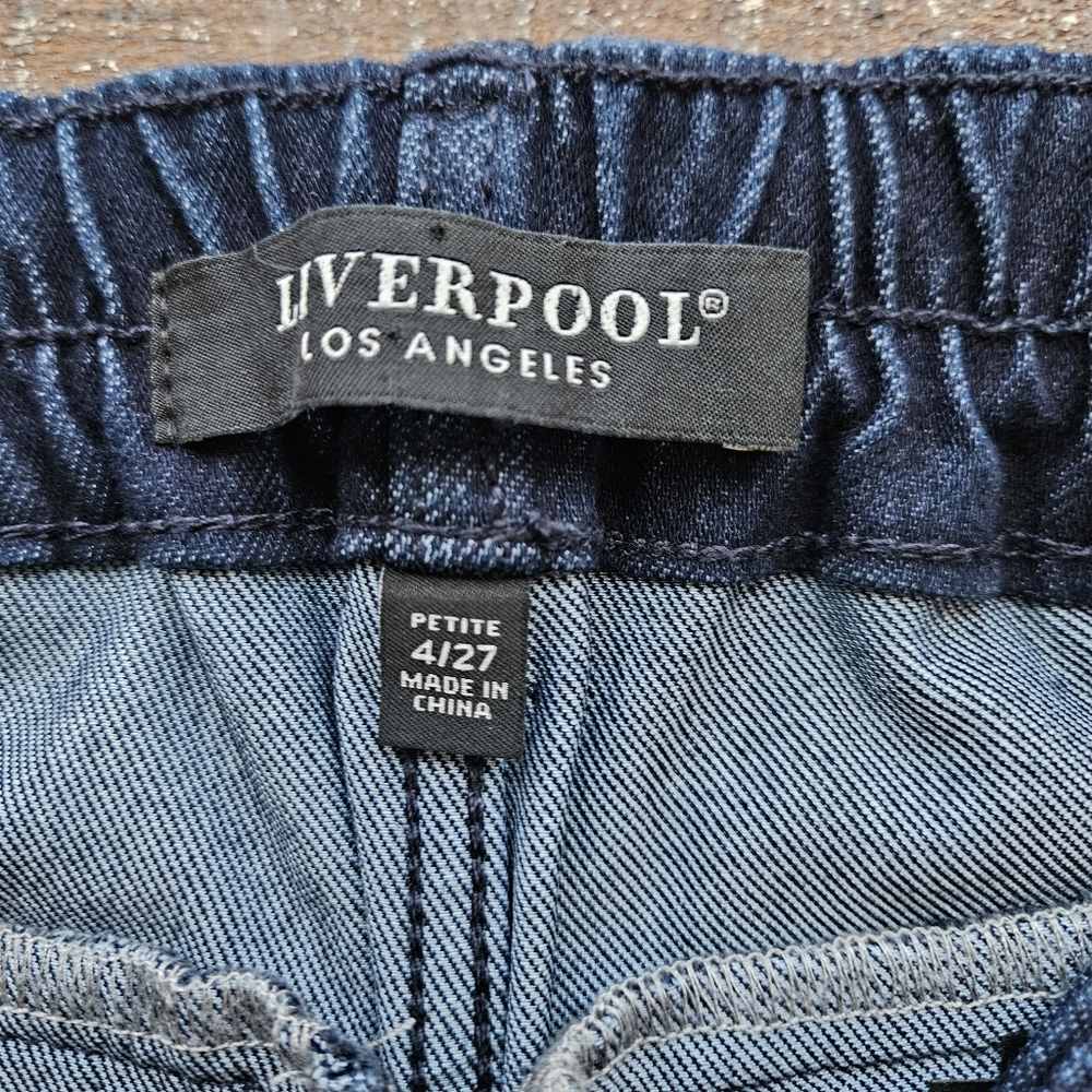 Liverpool Petite Wide Leg Denim Cargo‎ Crop Size 4/27 - Picture 7 of 9